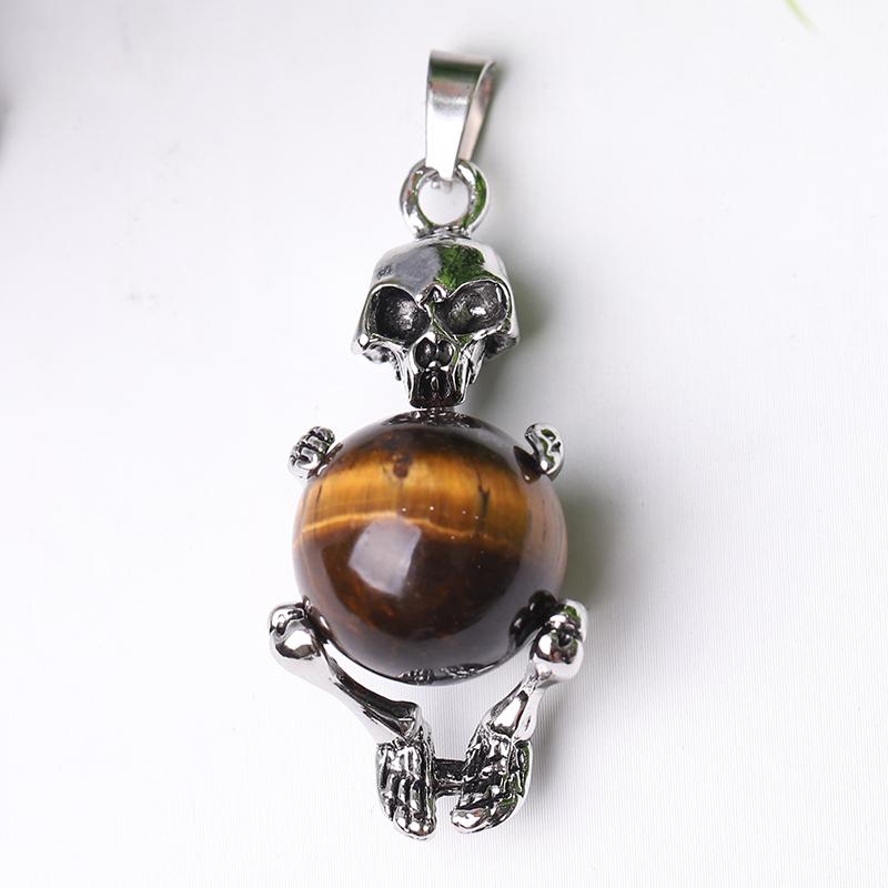 Wholesale Silver Skeleton Wrapped Round Ball Crystal Pendant Wholesale Crystals