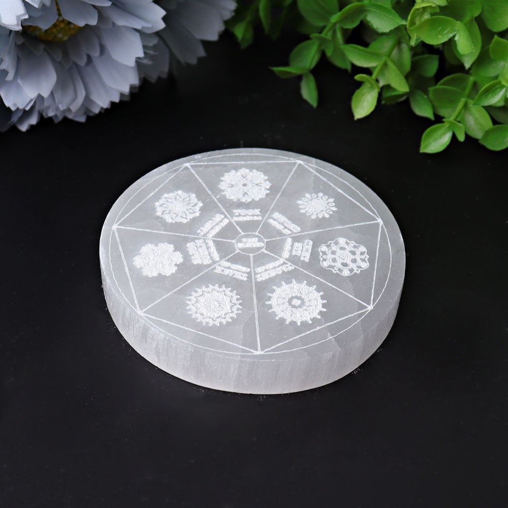 3.2" Selenite Coaster with Printing Wholesale Crystals
