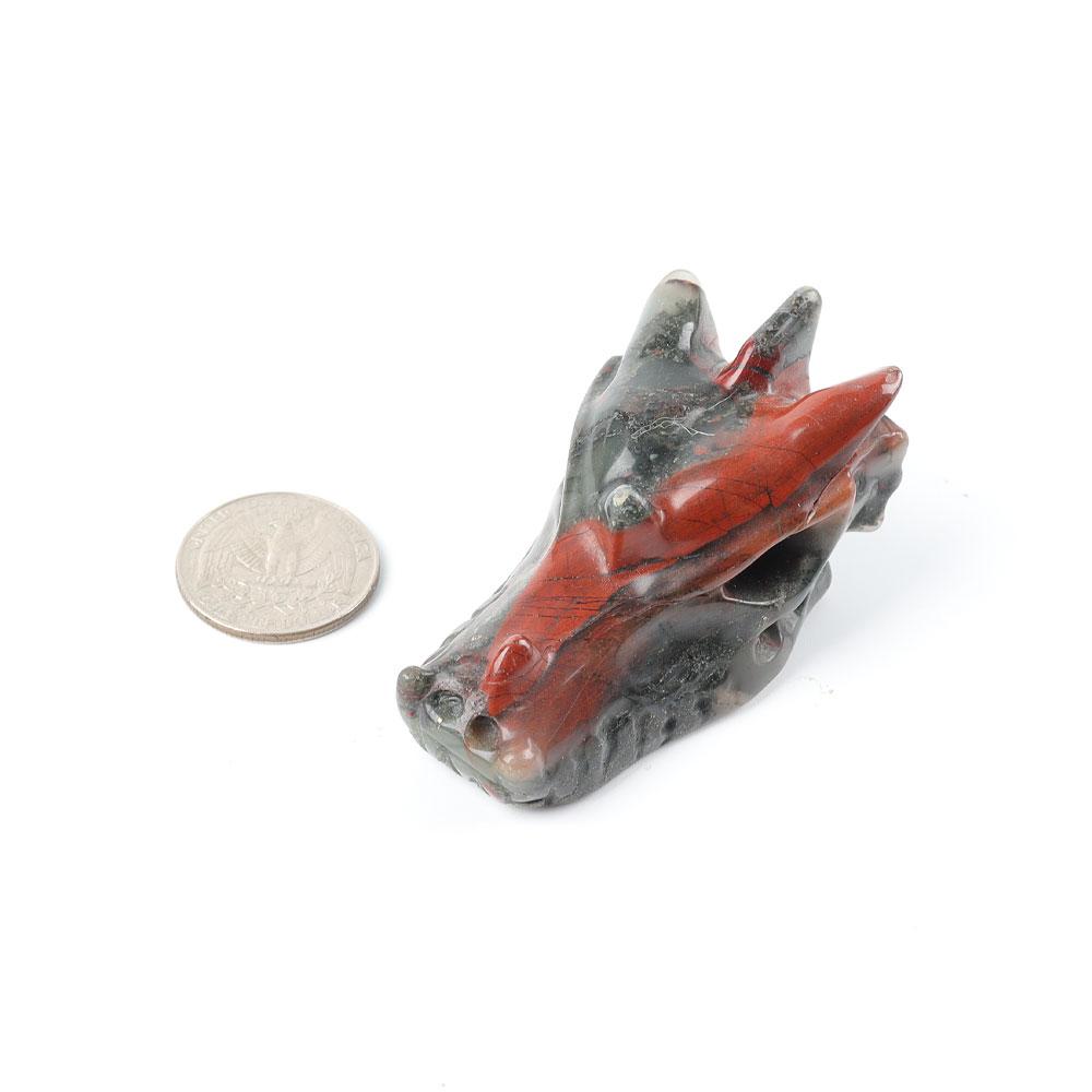 African Blood Stone Dragon Head Carvings Wholesale Crystals