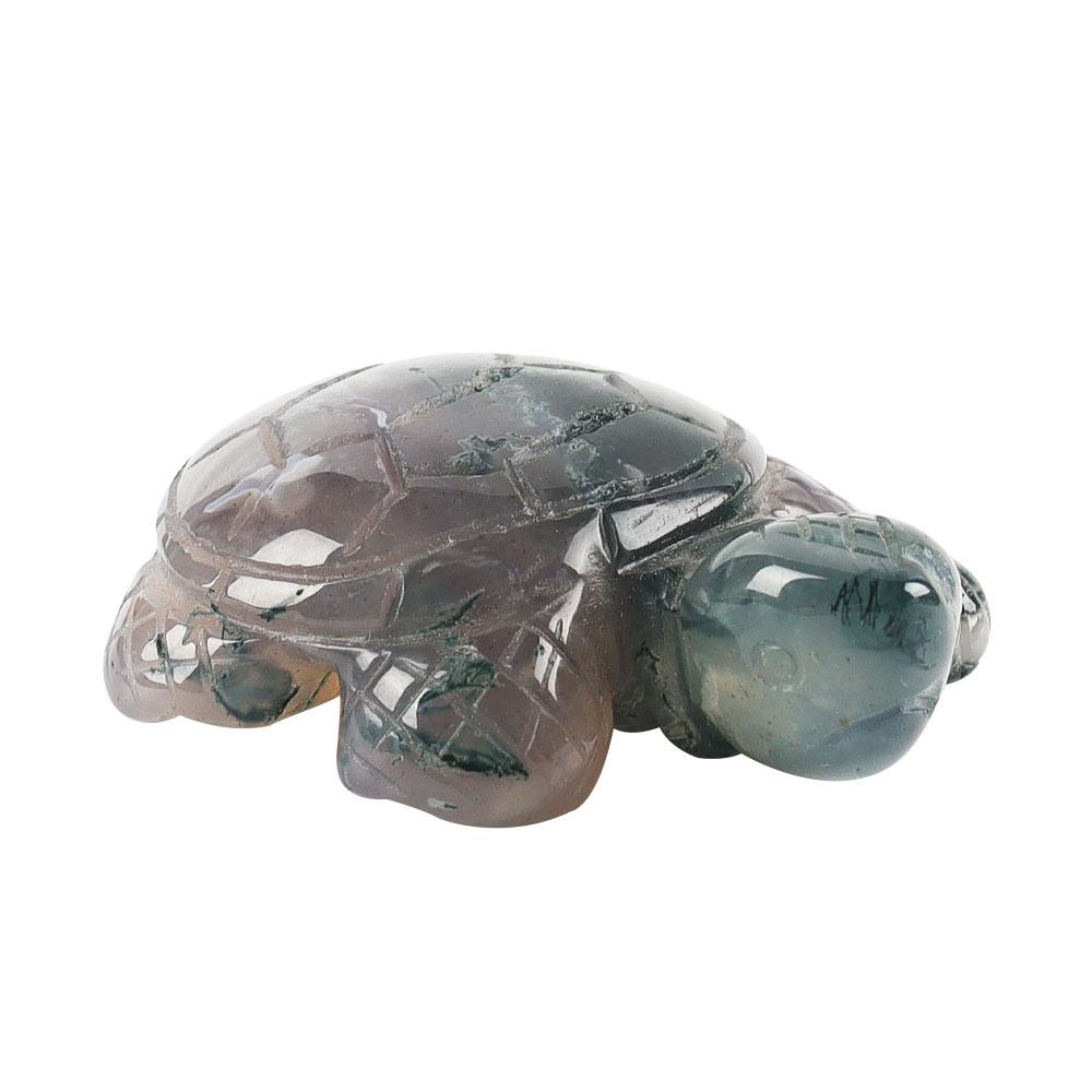 Crystal Carving Moss Agate Turtle Figurine Wholesale Crystals