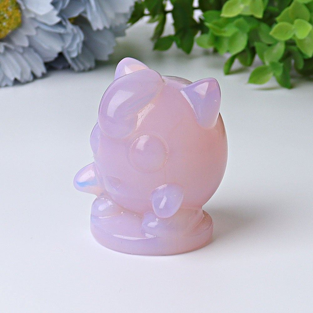 2.2" Pink Opalite Jiggly Puff Crystal Carvings Wholesale Crystals