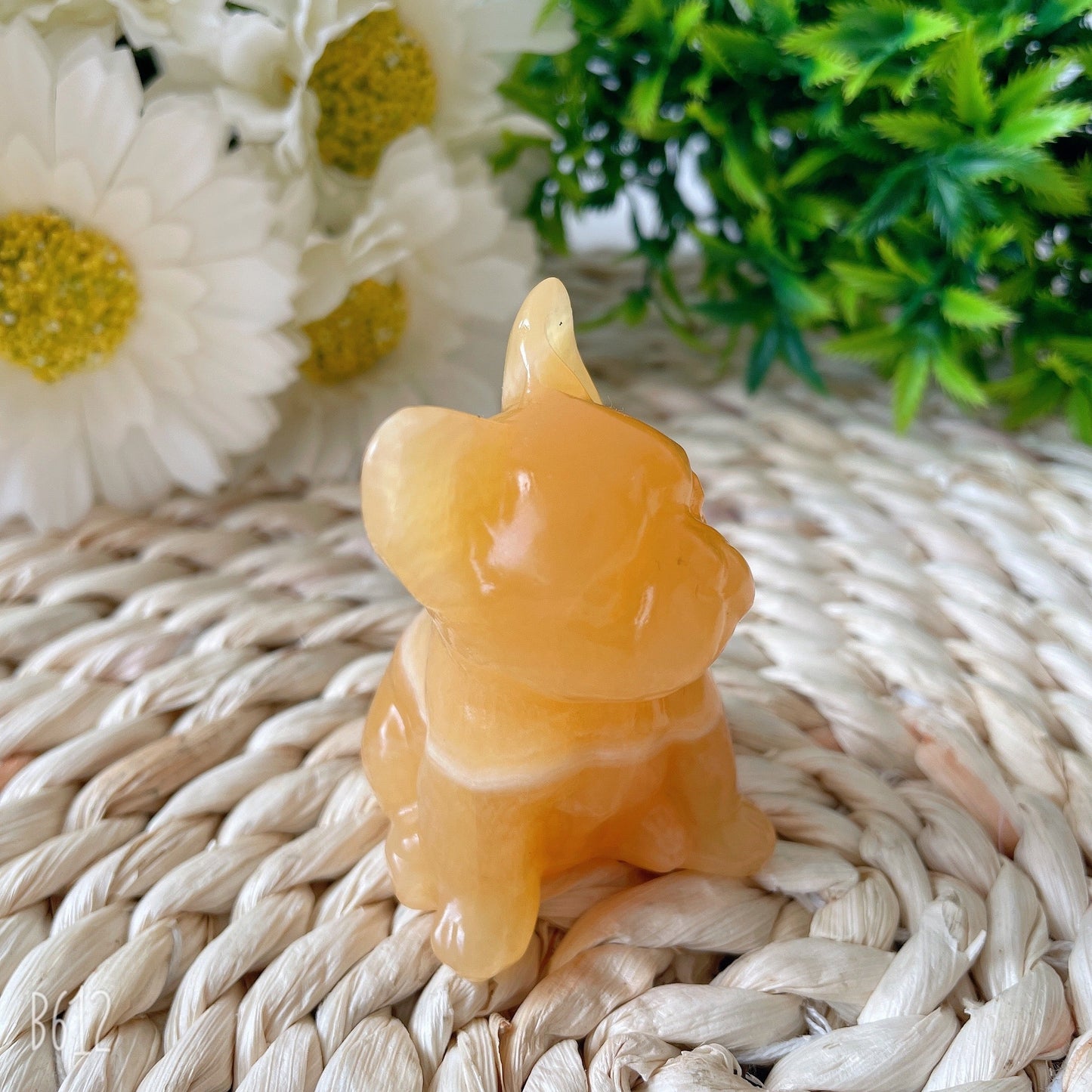 2.4" High Quality Yellow Calcite French Bulldog Carving Crystal Dog For Home Decor Wholesale Crystals