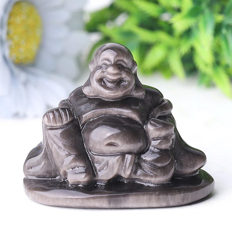 2.4" Silver Obsidian Buddha Crystal Carvings Wholesale Crystals
