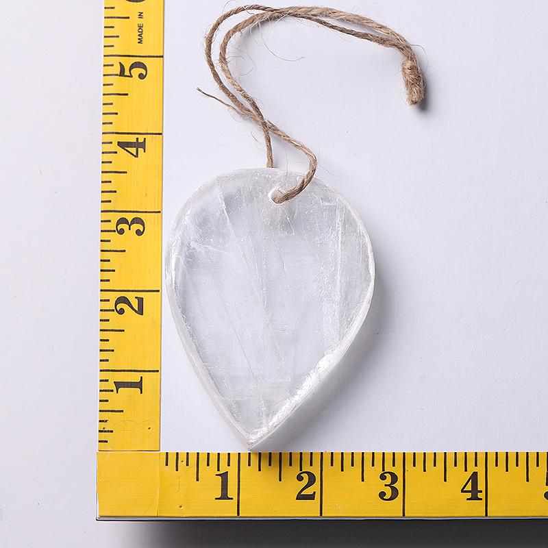 3.3" Clear Selenite Drop Shape with Hanging Rope Wholesale Crystals