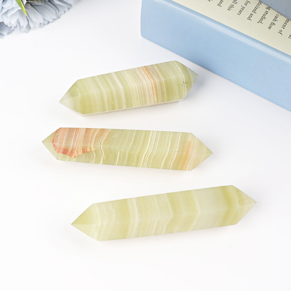 3.0-4.0" Set of 3 Afghan Jade Double Terminated Crystal Point Wholesale Crystals
