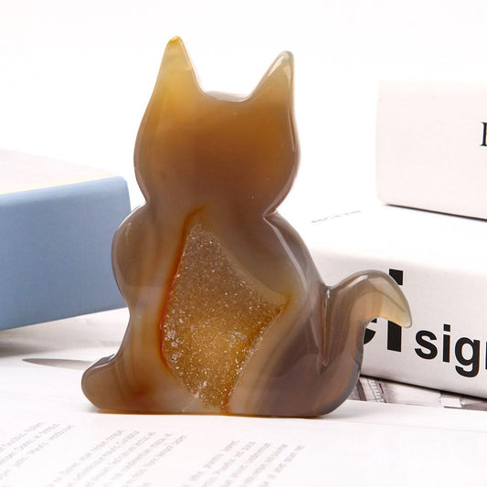 Druzy Agate Cat Carvings Wholesale Crystals