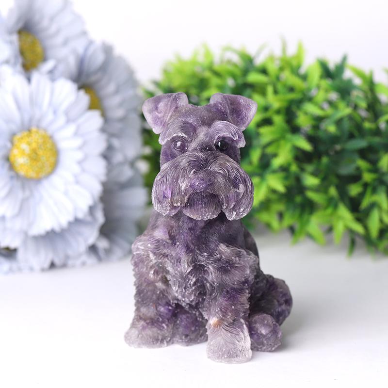 4.2" Crystal Chips Resin Schnauzer Carving for Decoration Wholesale Crystals