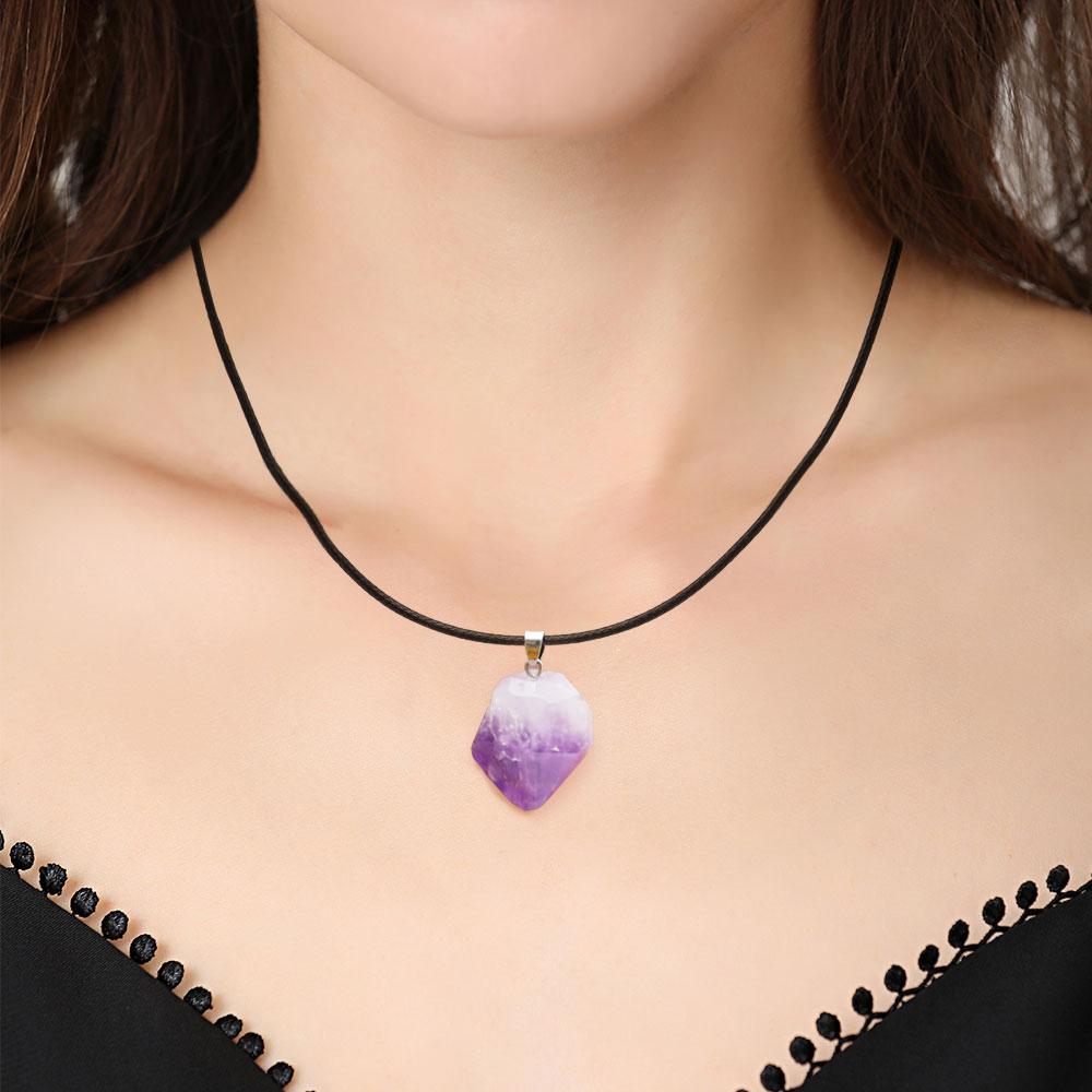Natural Raw Amethyst Crystal Pendant Necklace Wholesale Crystals