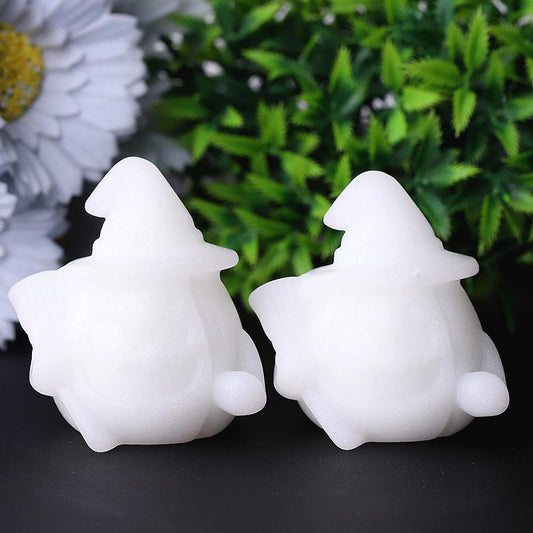 2.2" White Jade Pumpkin Ghost Crystal Carvings for Halloween Wholesale Crystals