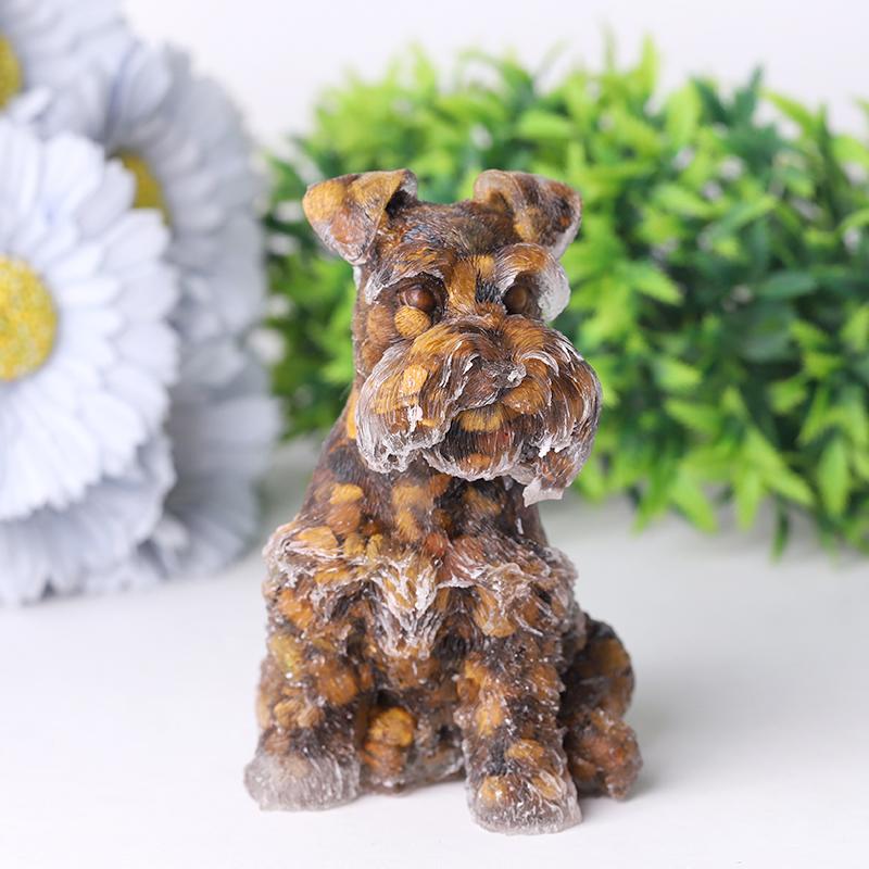 4.2" Crystal Chips Resin Schnauzer Carving for Decoration Wholesale Crystals