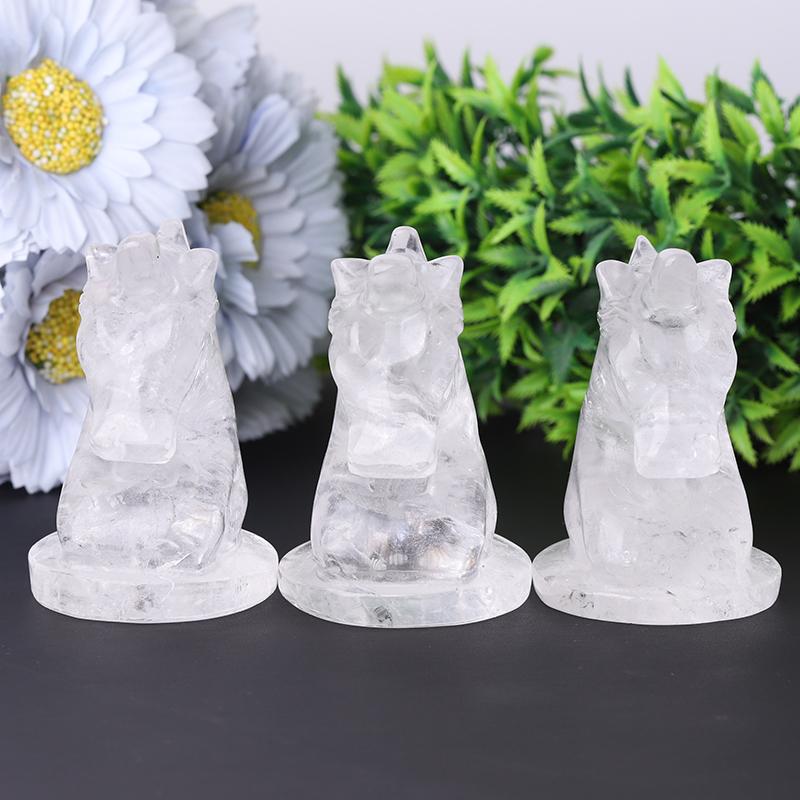 3" Clear Quartz Unicorn Crystal Carvings Wholesale Crystals