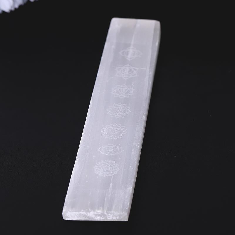 7.5" Selenite Stick Wand with Laser Engraved Chakra Pattern Wholesale Crystals