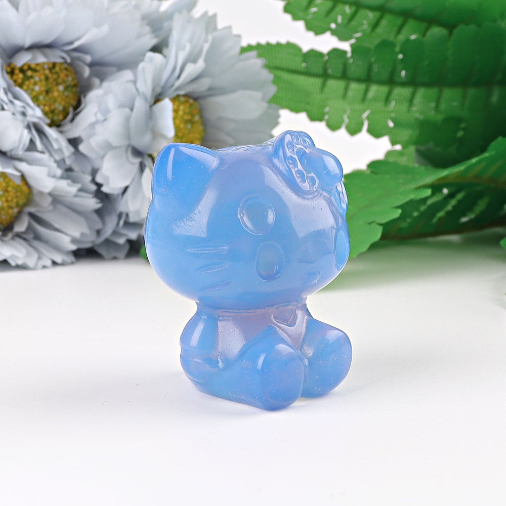 1.9" Blue Opalite Hello Kitty Cat  Crystal Carving Wholesale Crystals