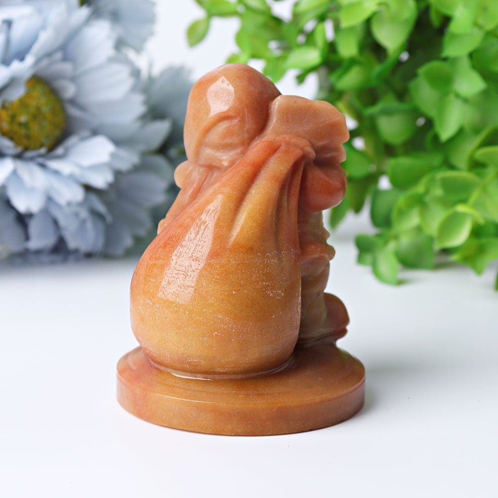 3" Peach Aventurine Santa Claus Crystal Carvings for Christmas Wholesale Crystals