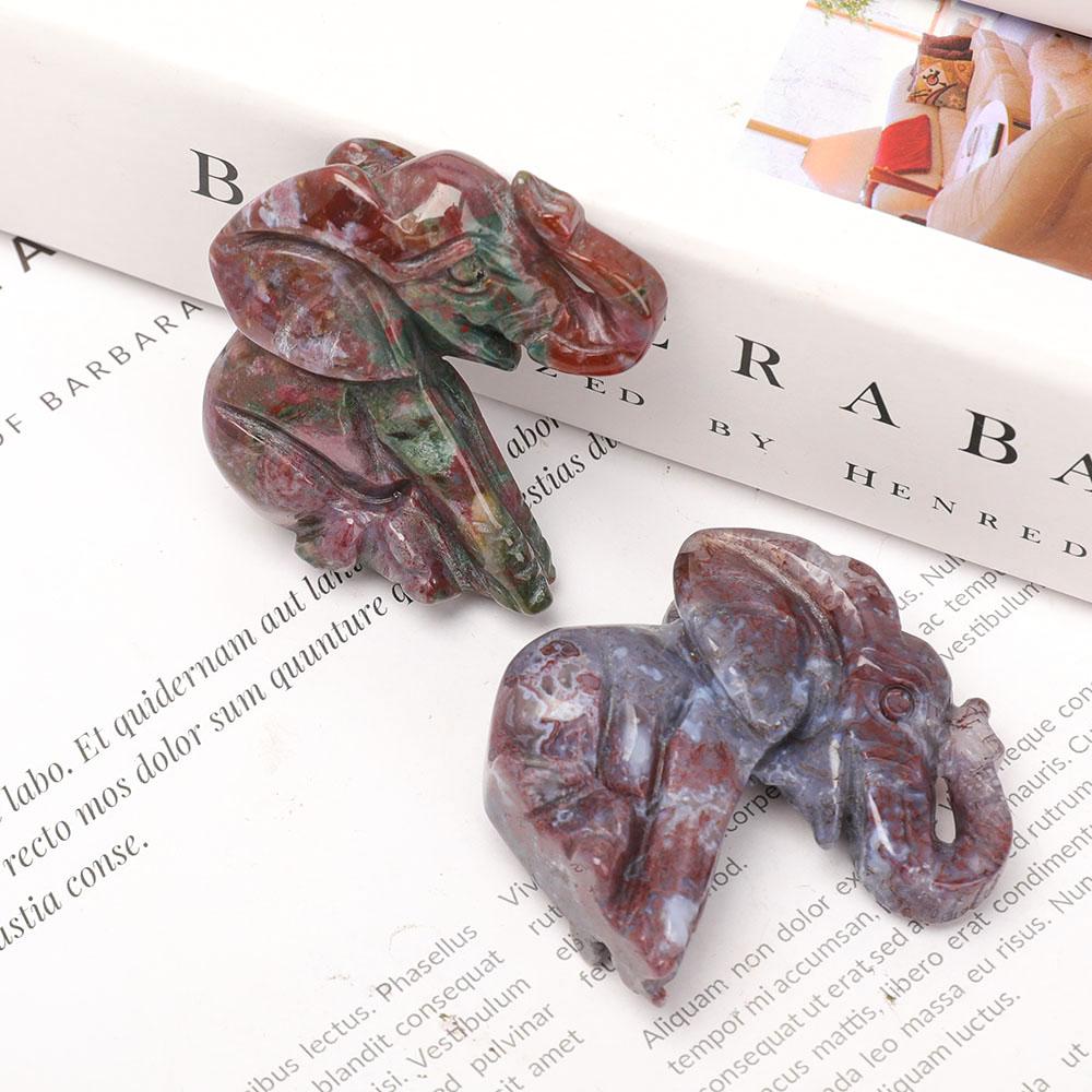 2" Ocean Jasper Elephant Carvings Wholesale Crystals