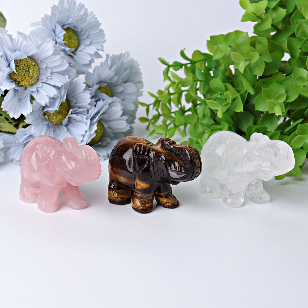 3" Elephant Crystal Carvings Wholesale Crystals