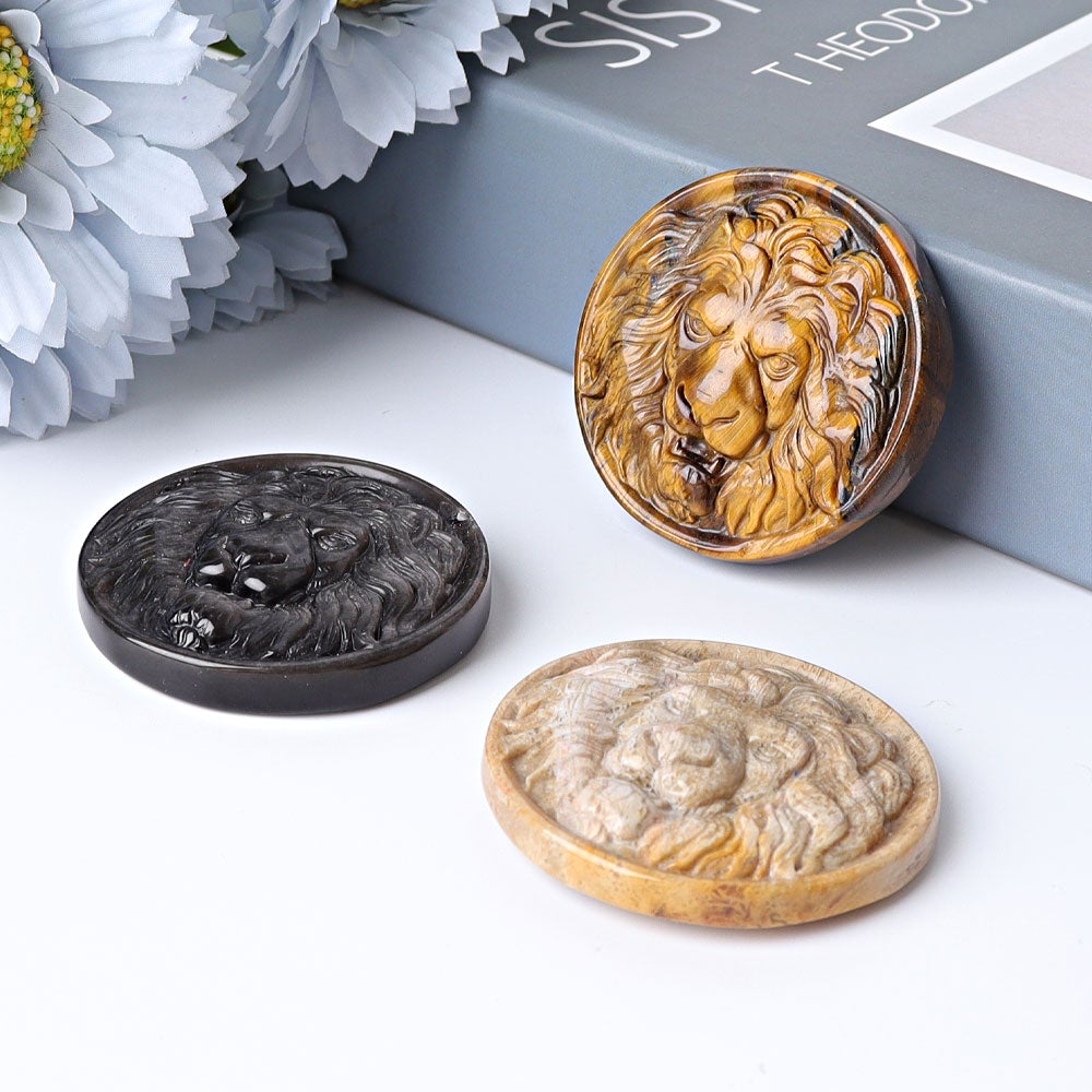 2" Round Lion Totem Crystal Carvings Wholesale Crystals