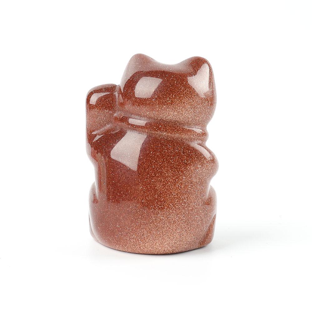 2" Gold Sandstone Crystal Carving Lucky Cat Wholesale Crystals