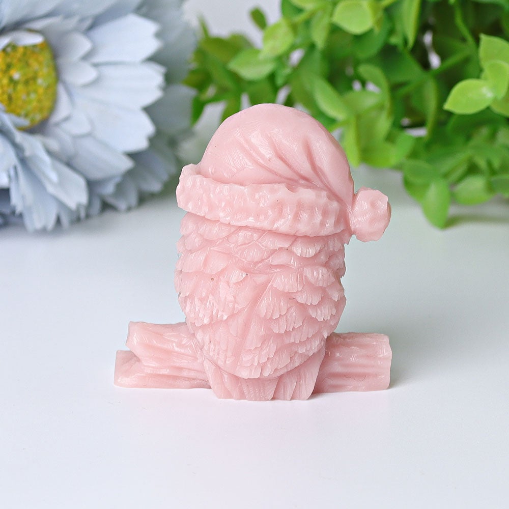 2.1" Pink Opal Owl Crystal Carvings for Christmas Wholesale Crystals