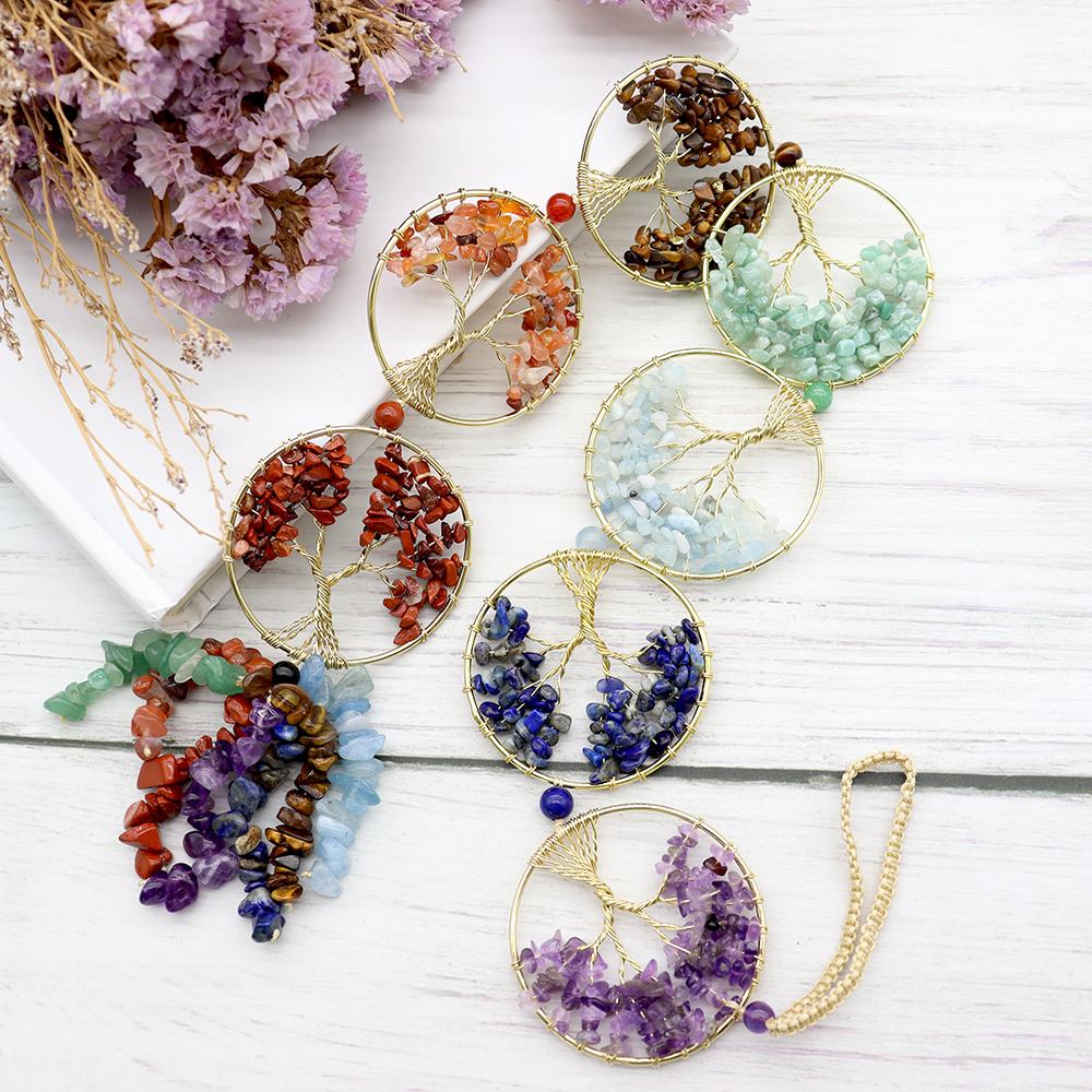 7 Chakra Crystal Tree of Life Hanging Natural Stones Car and Home Decor Wholesale Crystals