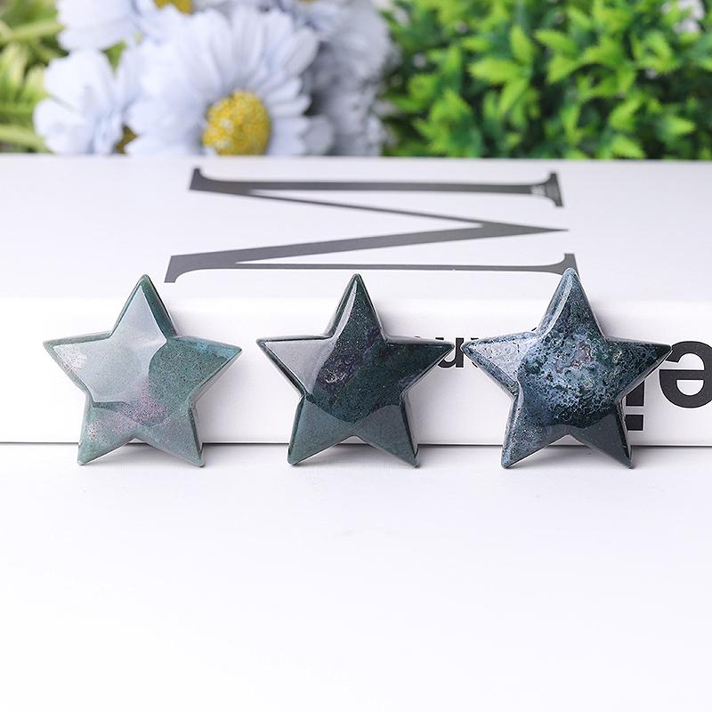 2" Moss Agate Star Crystal Carvings Wholesale Crystals