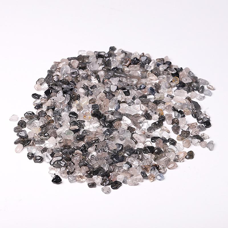 0.1kg Different Size Natural Blak Tourmaline in Quartz Chips Crystal Chips for Decoration Wholesale Crystals