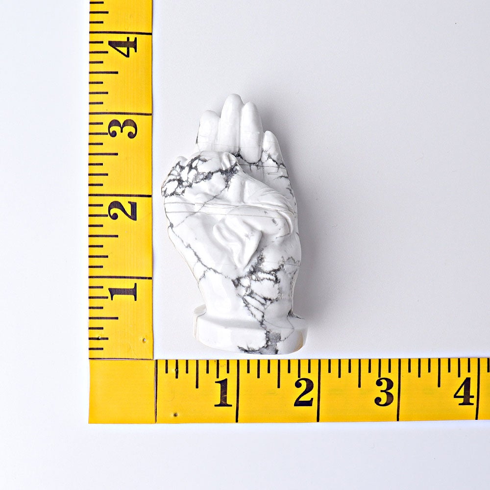 3" Howlite Hand with Sleeping Kid Crystal Carvings Wholesale Crystals