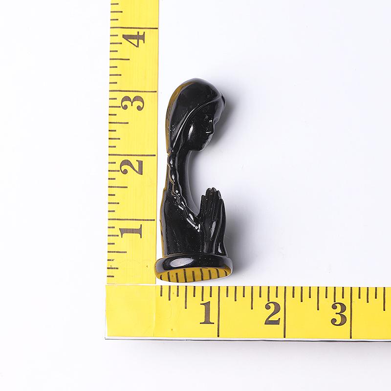 3" Black Obsidian Prayer Crystal Carvings Wholesale Crystals
