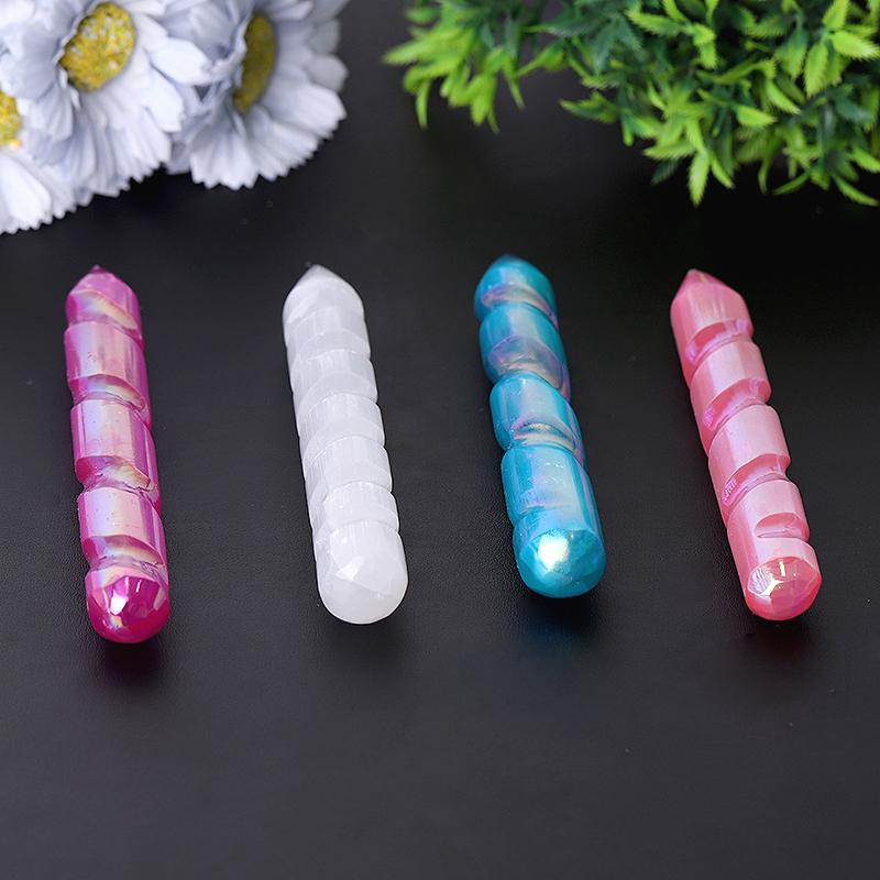 6" Aura Spiral Selenite Wand Wholesale Crystals