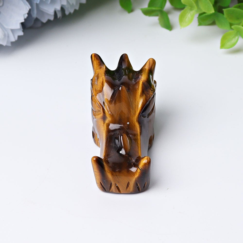 2" Tiger's Eye Dragon Head Crystal Carvings Wholesale Crystals