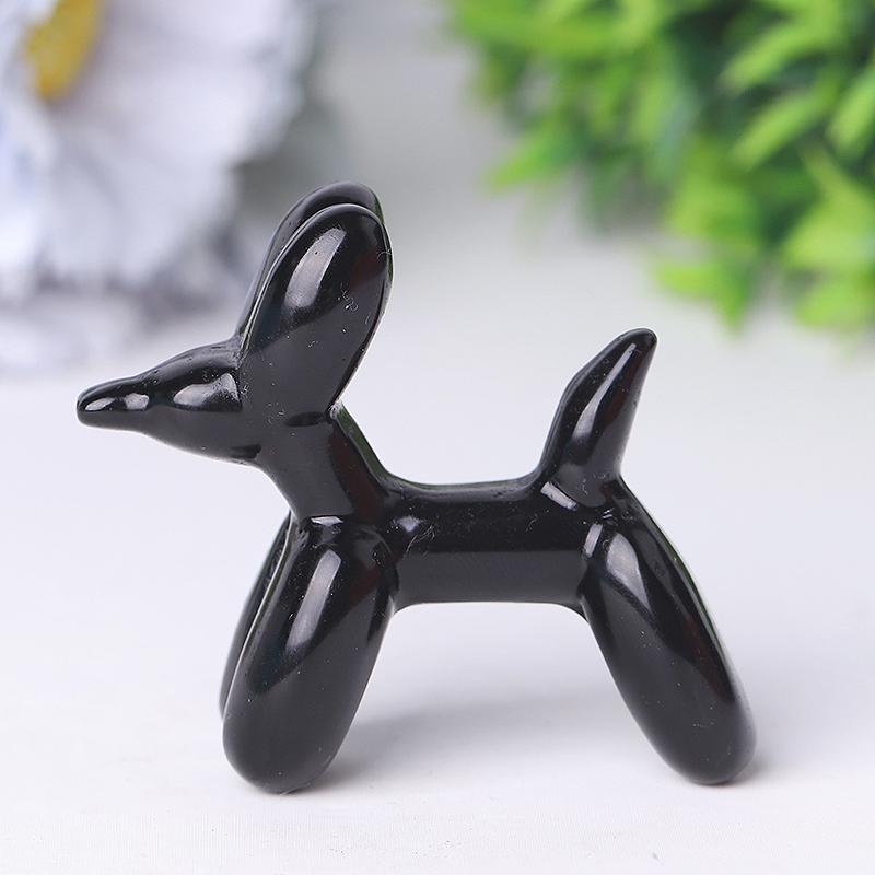2.5" Black Obsidian Balloon Dog Crystal Carvings Wholesale Crystals