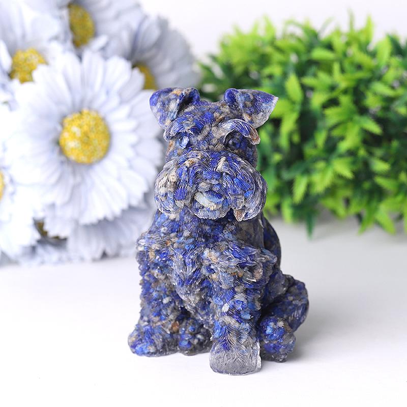 4.2" Crystal Chips Resin Schnauzer Carving for Decoration Wholesale Crystals