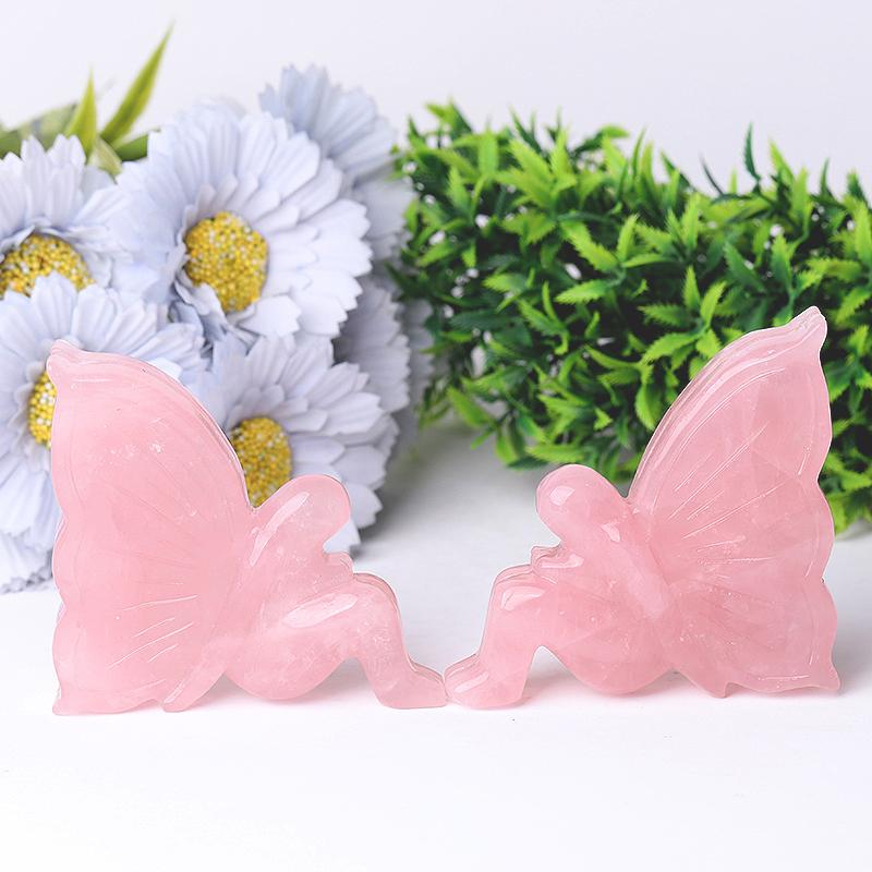 3.3" Rose Quartz Fairy Crystal Carvings Wholesale Crystals