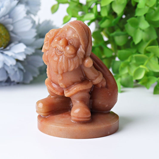 3" Peach Aventurine Santa Claus Crystal Carvings for Christmas Wholesale Crystals