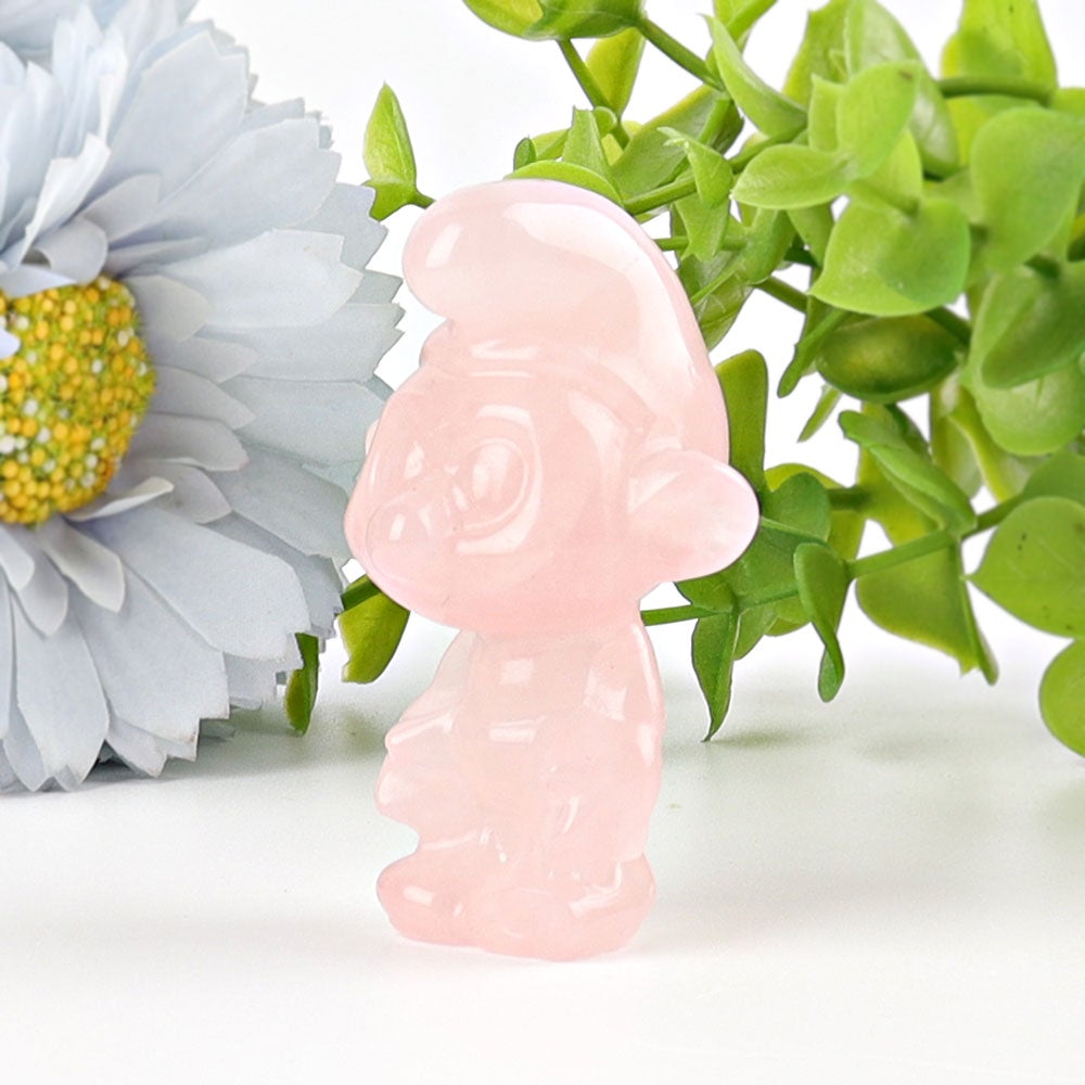 2.3" Rose Quartz Smurfs Crystal Carvings Wholesale Crystals