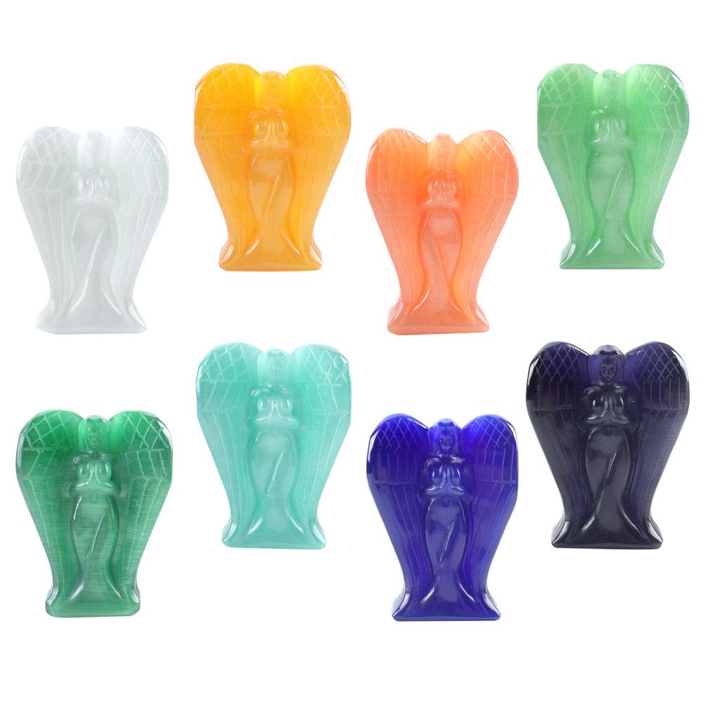 Hand Carved Cat Eye Crystal Angel Figurine Statue Wholesale Crystals