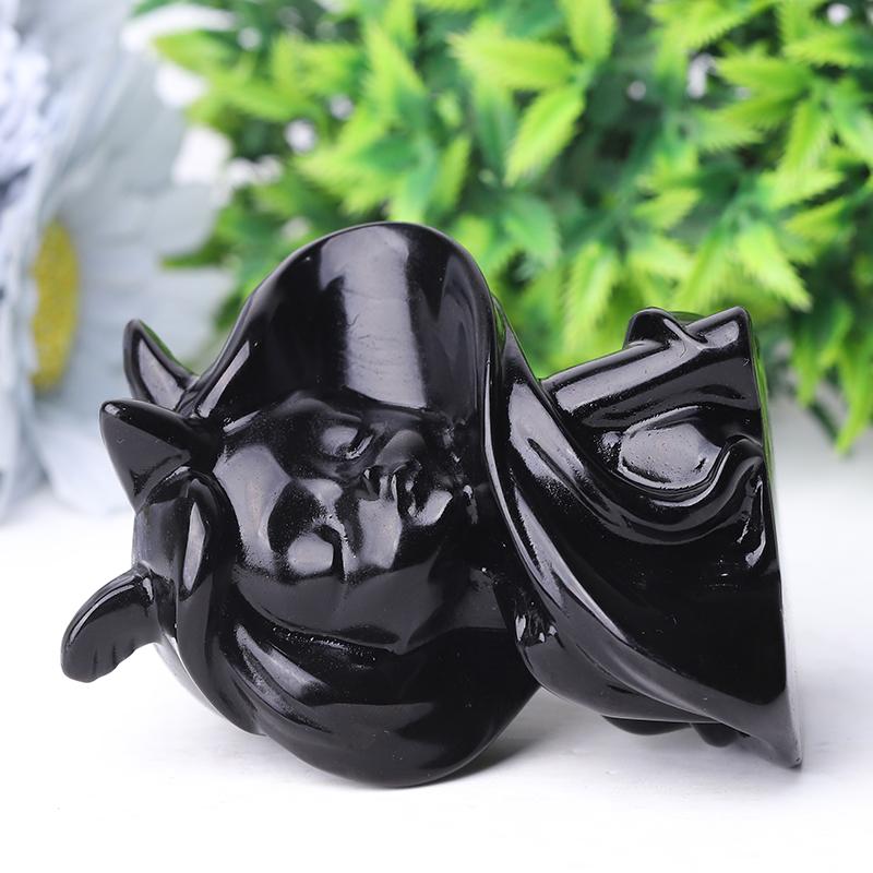3.3" Black Obsidian Devil Crystal Carvings Wholesale Crystals