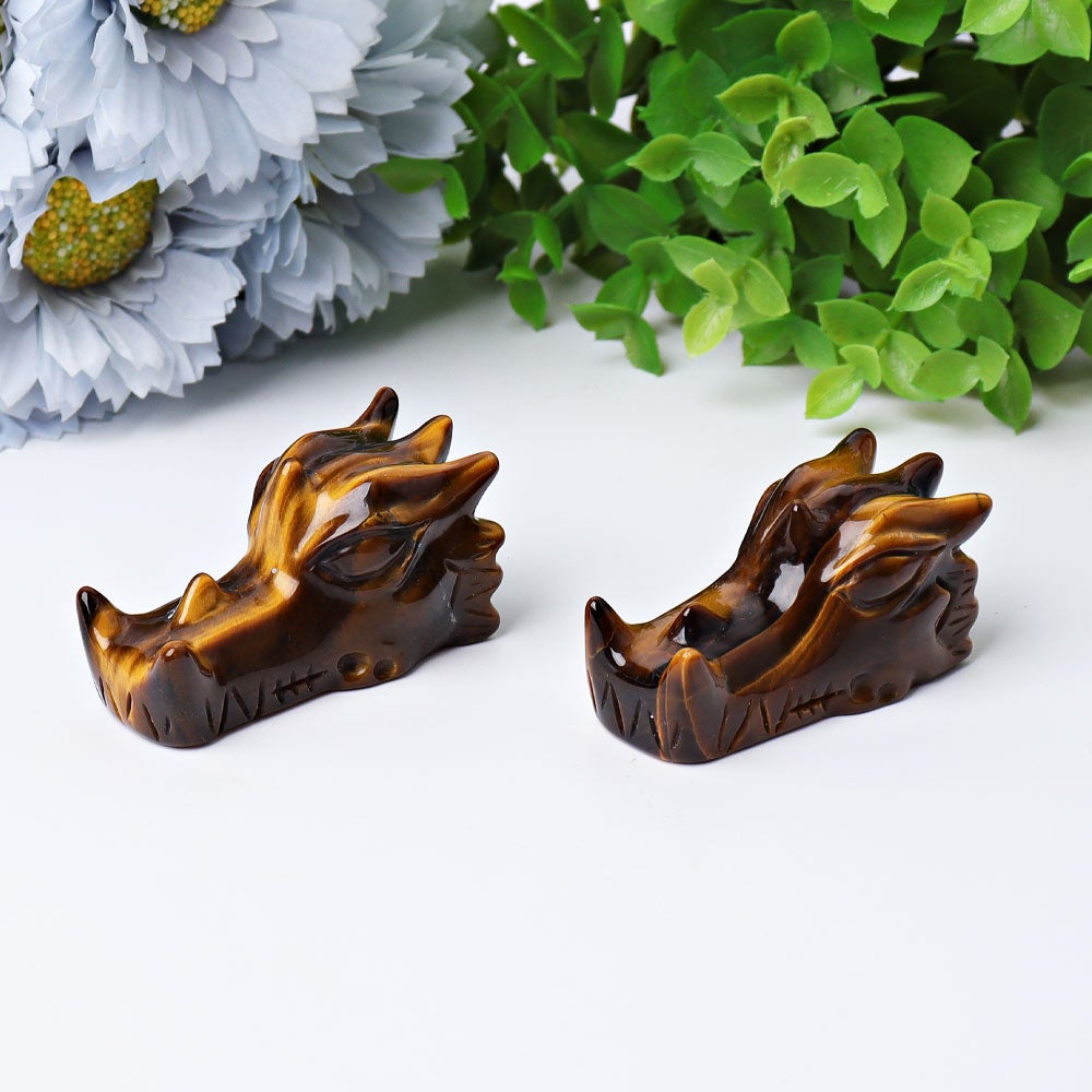 2" Tiger's Eye Dragon Head Crystal Carvings Wholesale Crystals