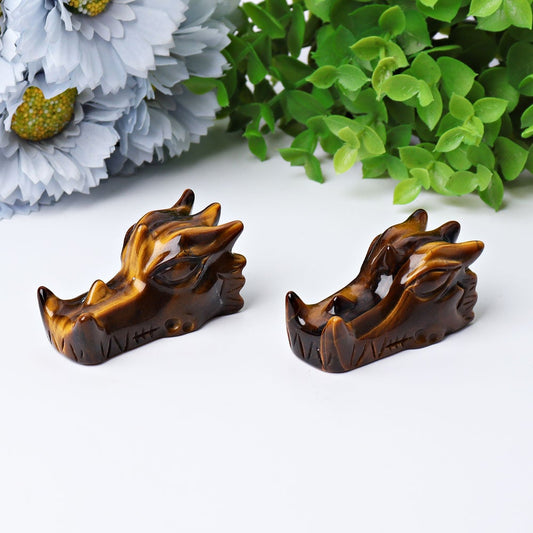 2" Tiger's Eye Dragon Head Crystal Carvings Wholesale Crystals