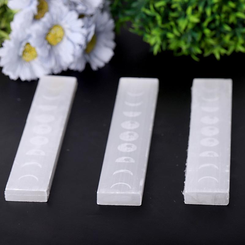 9" Selenite Stick Wand with Laser Engraved Moon Pattern Wholesale Crystals