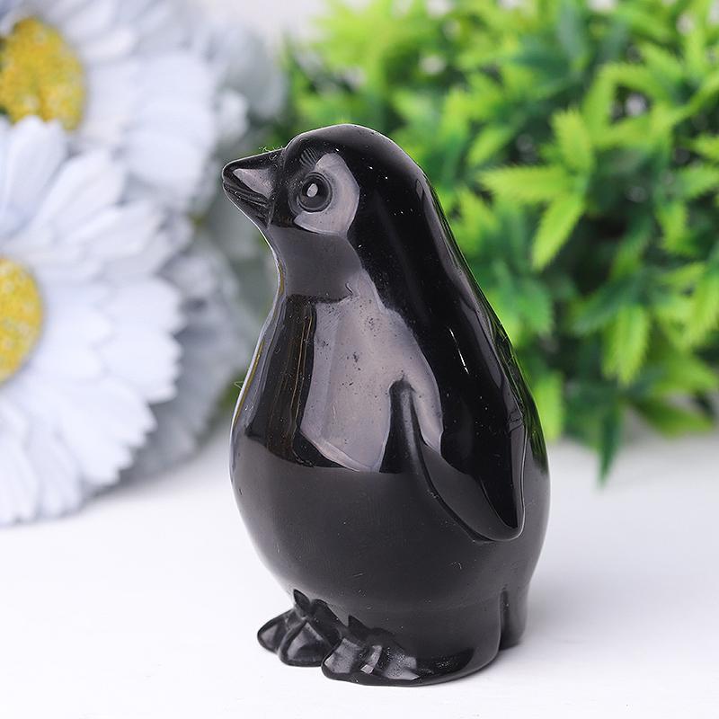 3.2" Silver Obsidian Penguin Crystal Carvings Wholesale Crystals