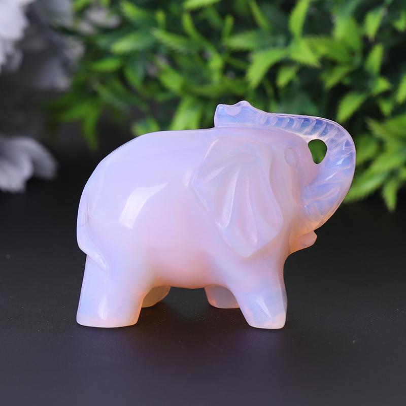 3" Pink Opalite Elephant Crystal Carvings Wholesale Crystals