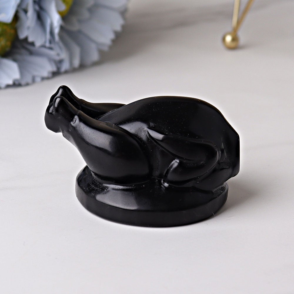 2.35" Black Obsidian Roast Turkey Crystal Carvings Wholesale Crystals