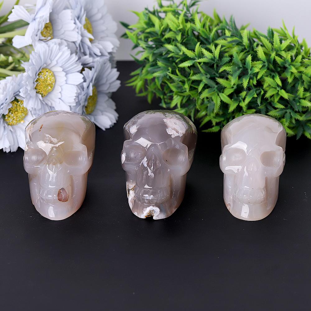 Flower Agate Crystal Skull Carvings Wholesale Crystals