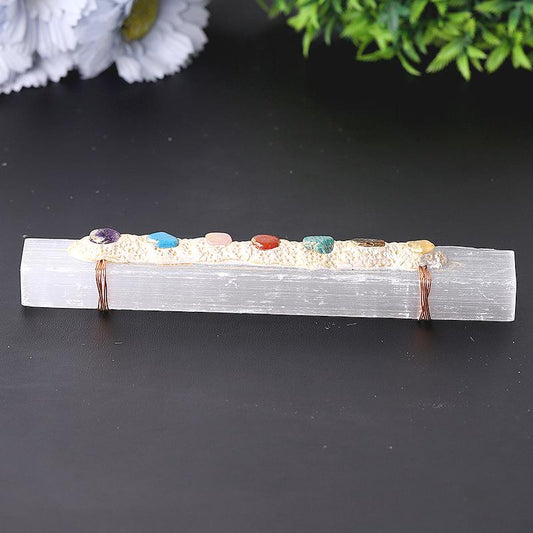 7" Selenite Wand with Chakra Stone Wholesale Crystals