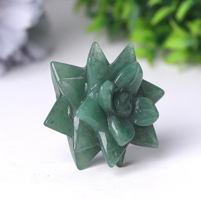 2" Green Aventurine Flower Crystal Carving Wholesale Crystals