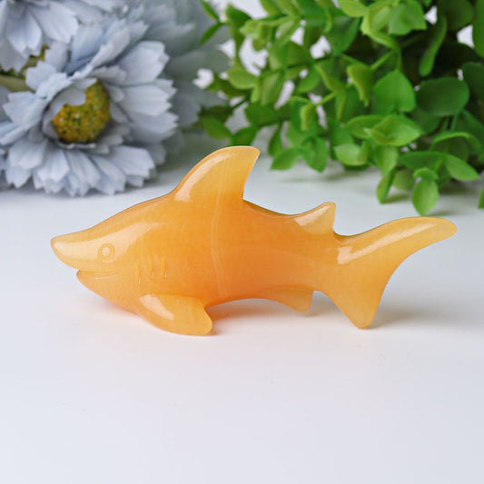4" Honey Calcite Shark Crystal Carvings Wholesale Crystals