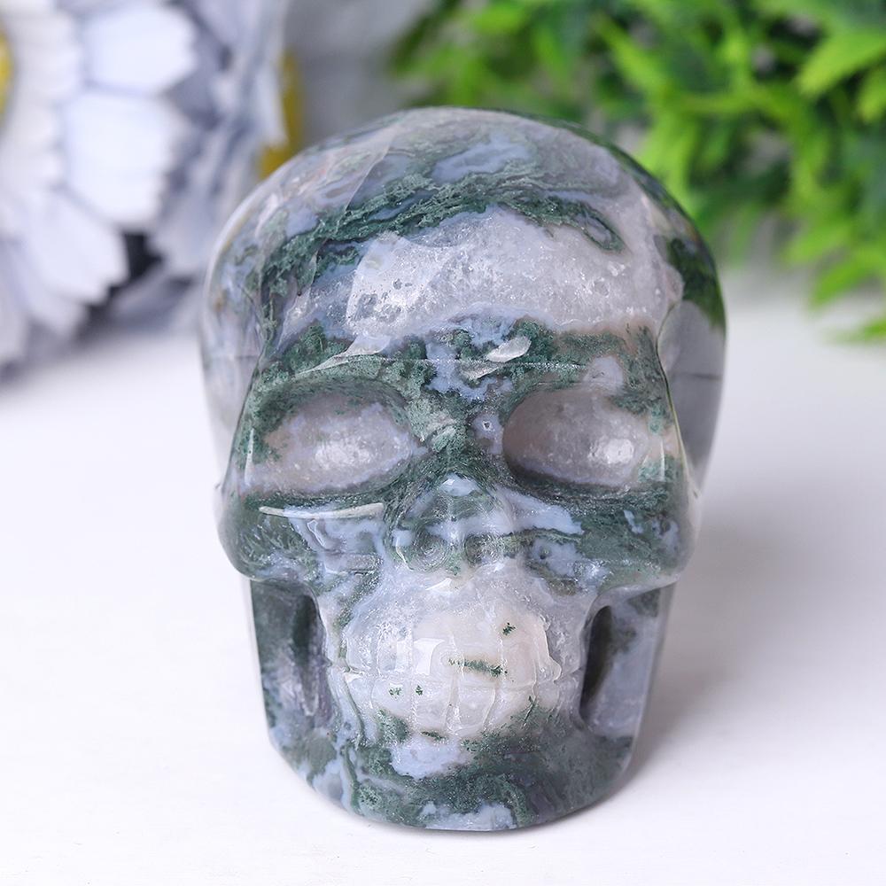 Moss Agate Crystal Skull Carvings Wholesale Crystals