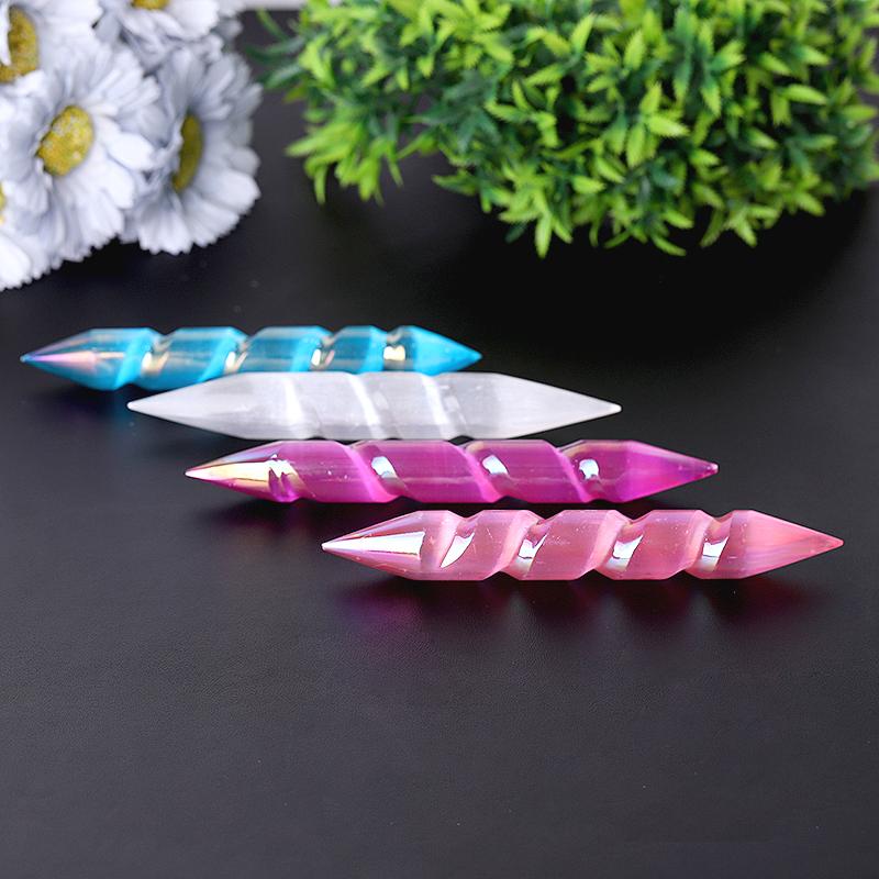 6" Spiral Selenite Double Terminated Wand Wholesale Crystals