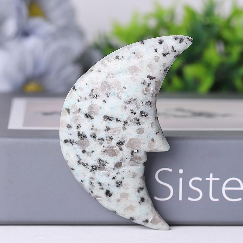 3" Kiwi Jasper Moon Crystal Carvings Wholesale Crystals